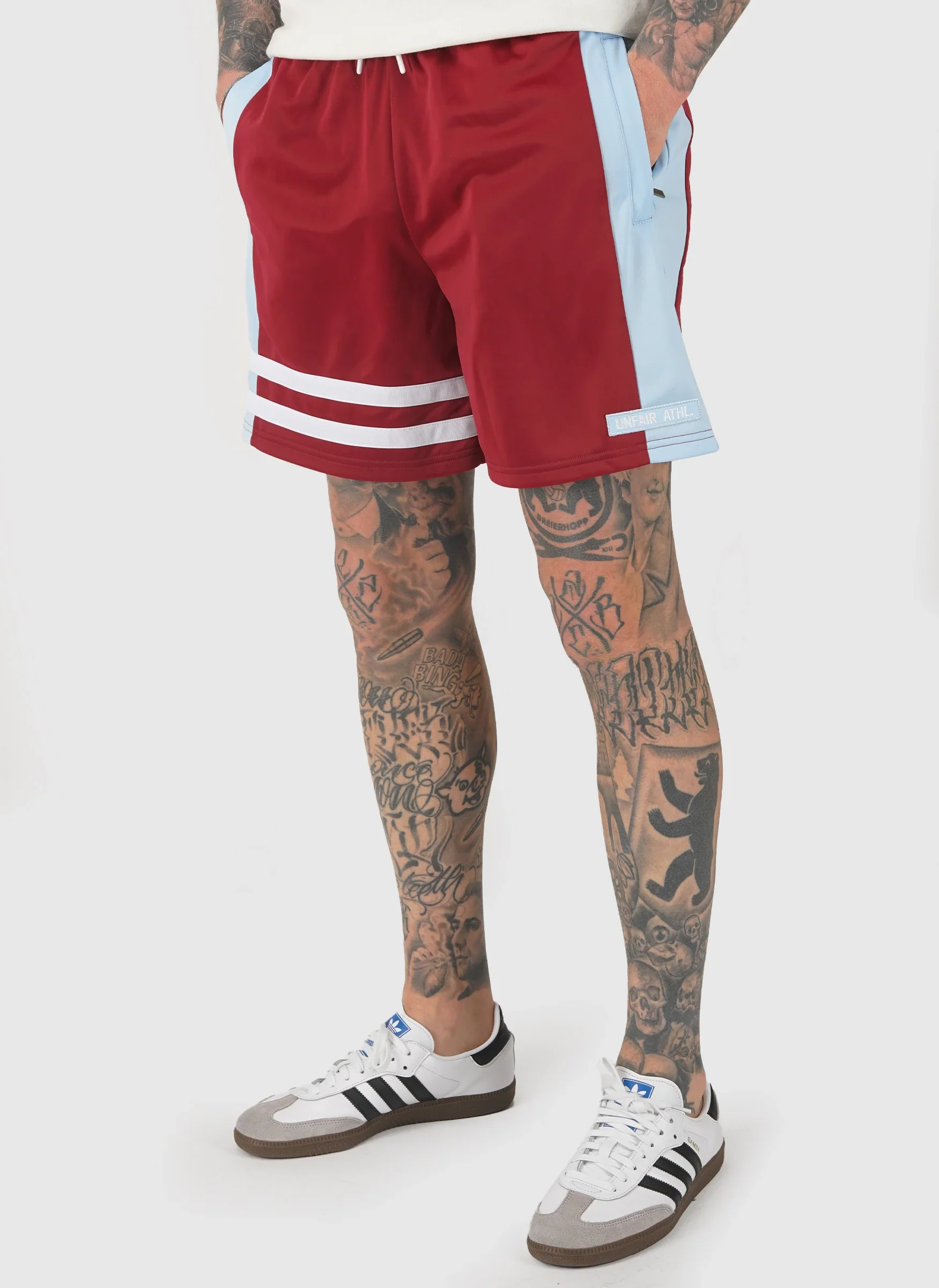 DMWU Athletic Shorts - Burgundy/Skyblue