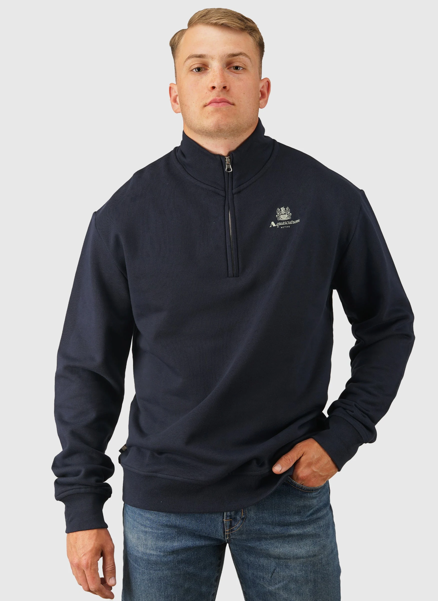 Half Zip Mock Neck - Navy